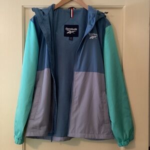 Reebok Sherpa Lined Windbreaker Colorblock Hooded Jacket Sz M